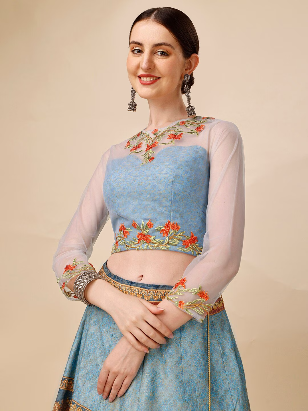 Embroidered Thread Work Ready to Wear Lehenga & Blouse With Dupatta