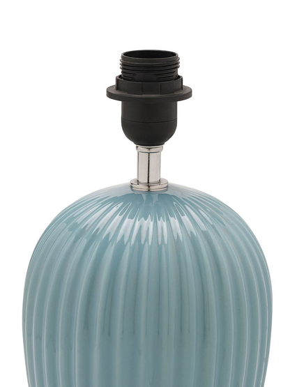 Blue Ribbed Ceramic Table Lamp Stand