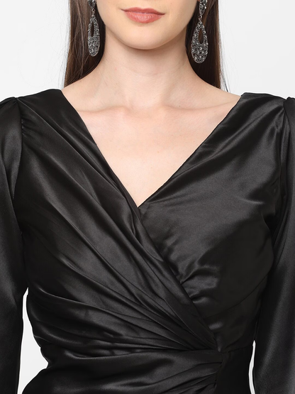 Black Satin Maxi Dress