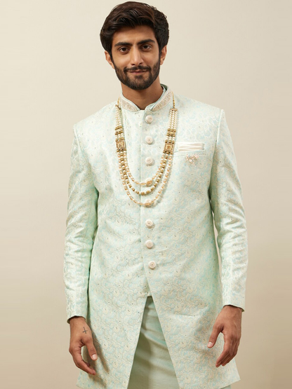 Brocade Woven-Designed Sherwani Set