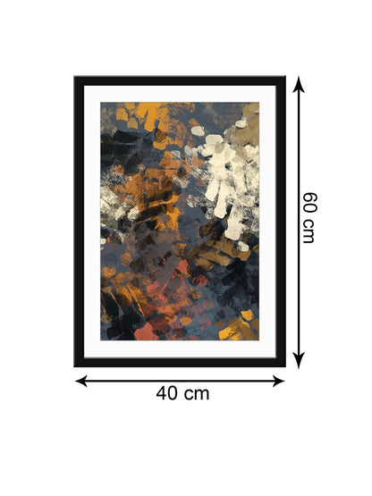 Grey & Orange Abstract Painting Printed Framed Wall Art