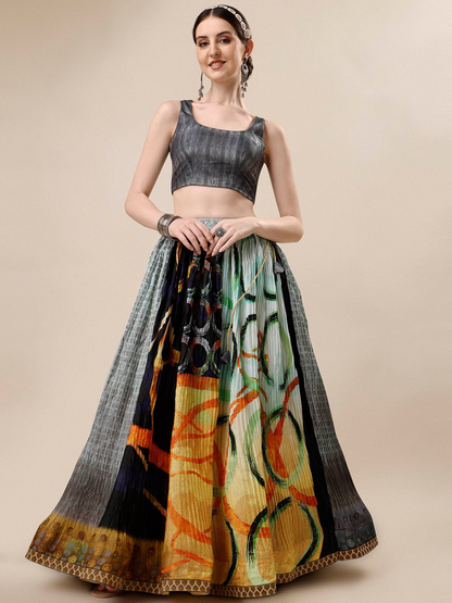 Printed Ready to Wear Silk Lehenga & Blouse With Dupatta