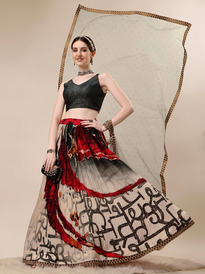 Printed Ready to Wear Silk Lehenga & Blouse With Dupatta