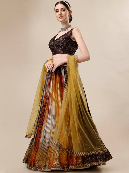 Printed Ready to Wear Silk Lehenga & Blouse With Dupatta