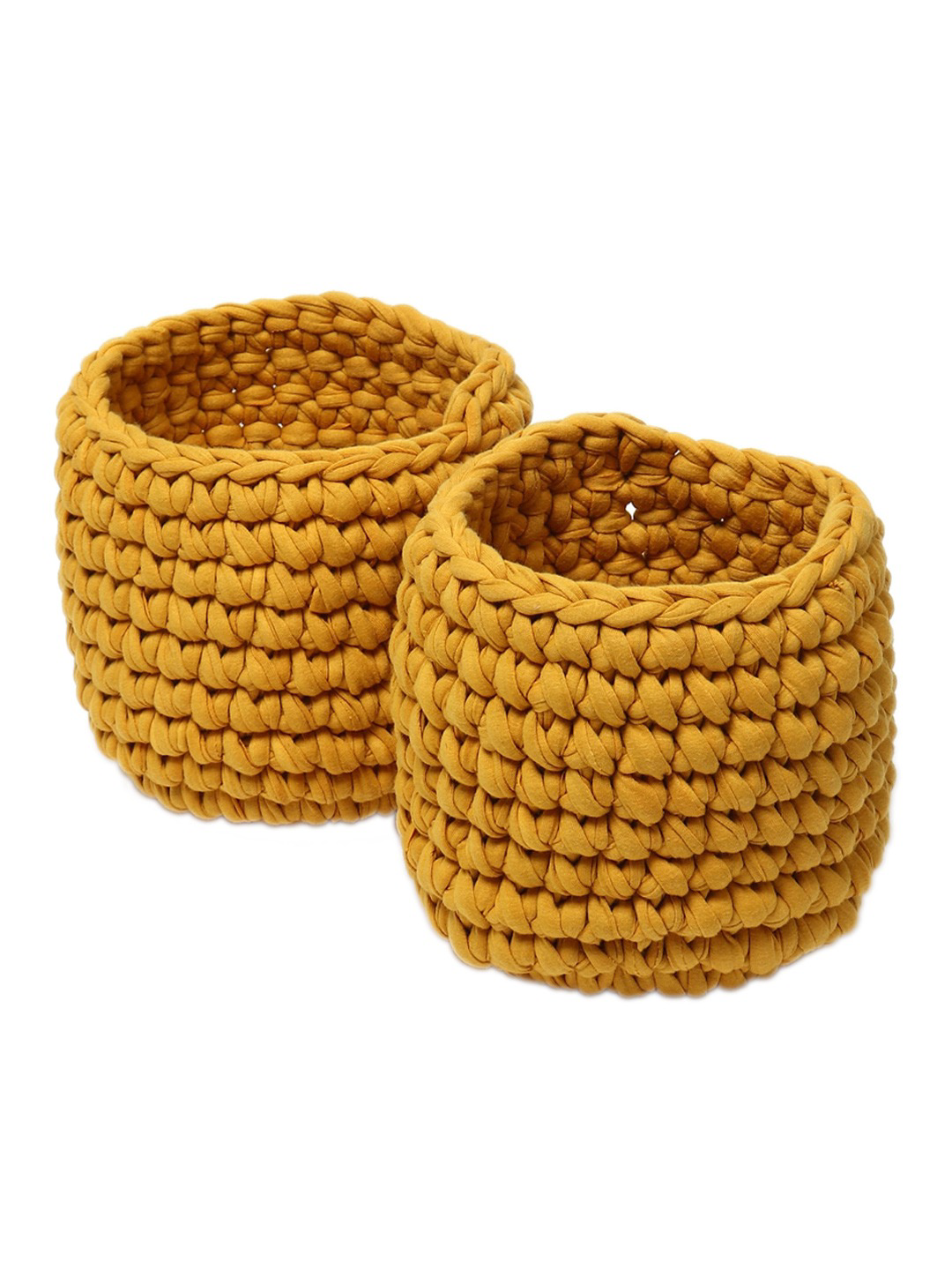 Yellow Set of 2 Jute Crochet Baskets