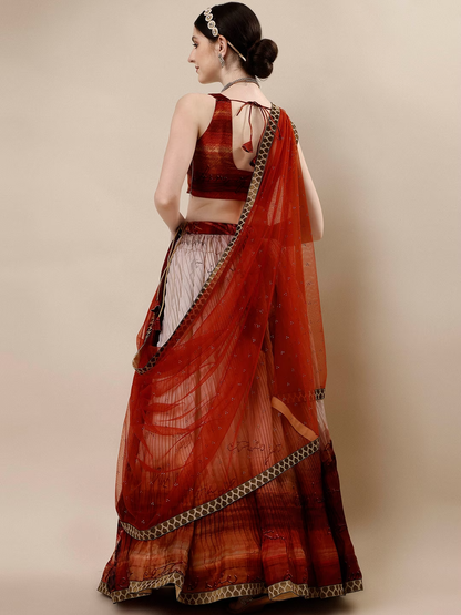 Printed Ready to Wear Silk Lehenga & Blouse With Dupatta