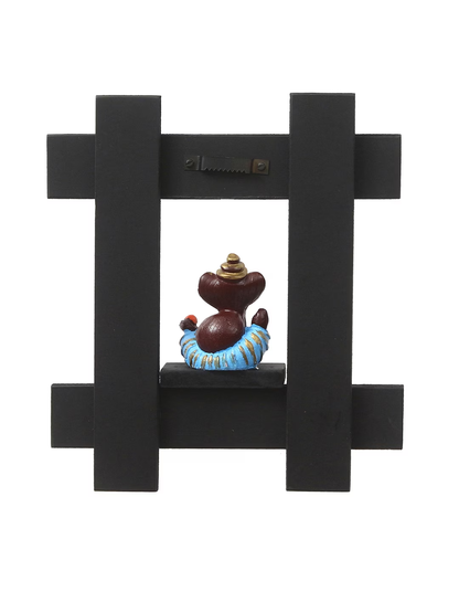 Black & Brown Lord Ganesha Wooden Key Holder With 5 Key Knobs