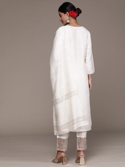 Ethnic Motifs Zari Sharara Kurta With Trousers & Dupatta