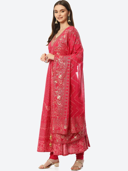 Women Pink Ethnic Motifs Embroidered Salwar Suit