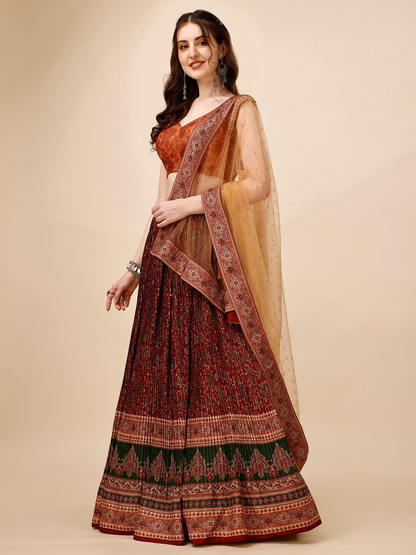 Printed Ready to Wear Lehenga & Blouse With Dupatta