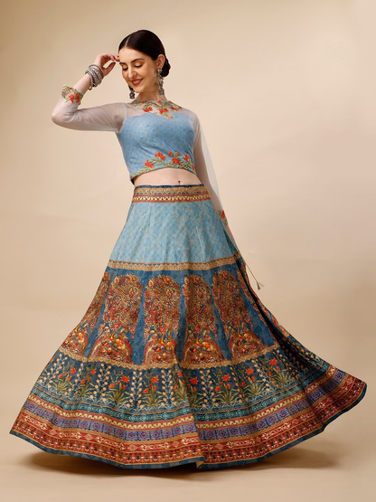 Embroidered Thread Work Ready to Wear Lehenga & Blouse With Dupatta