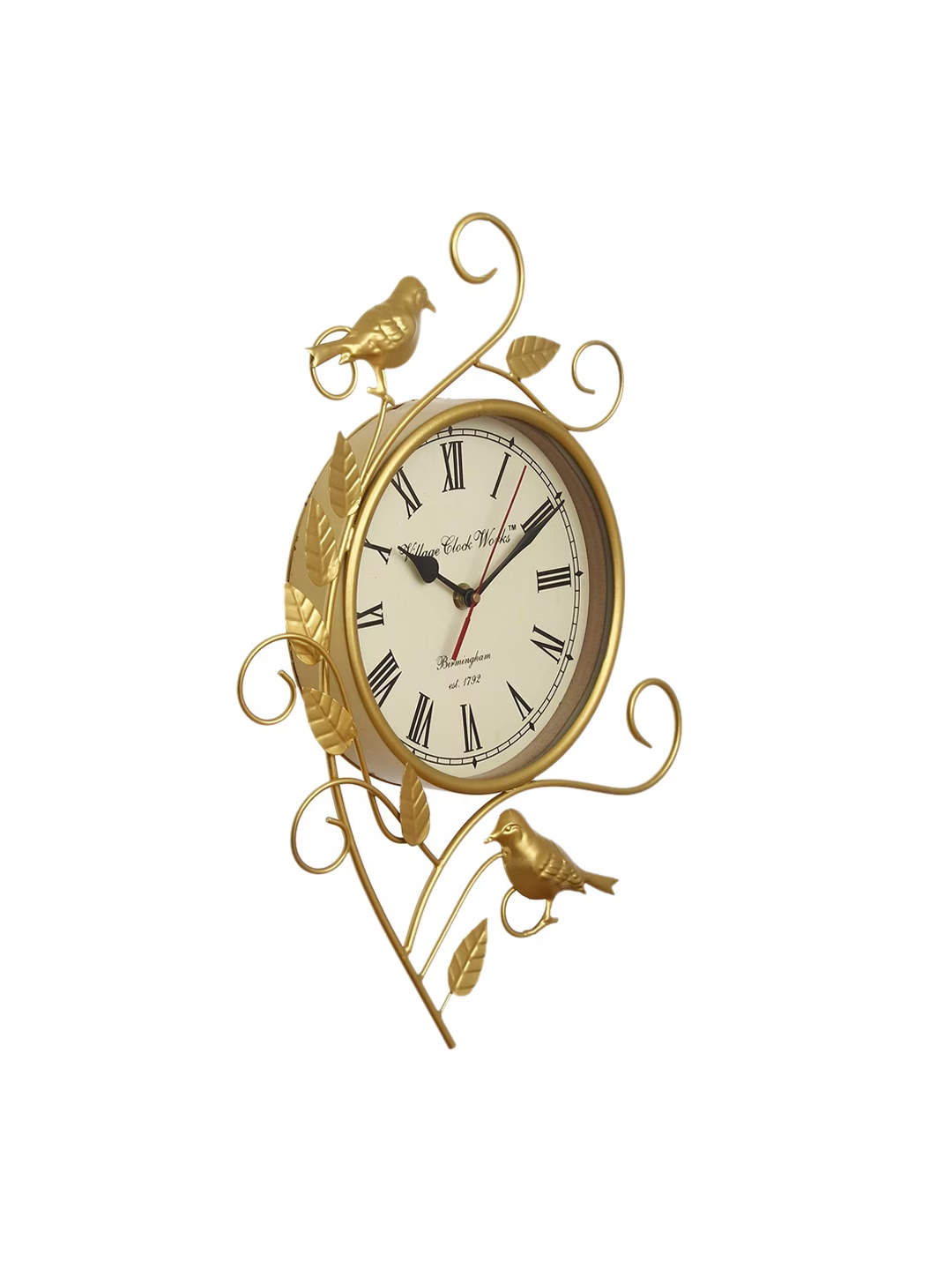 Gold-Toned & White Embellished Vintage Wall Clock