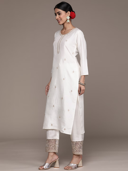 Ethnic Motifs Zari Sharara Kurta With Trousers & Dupatta