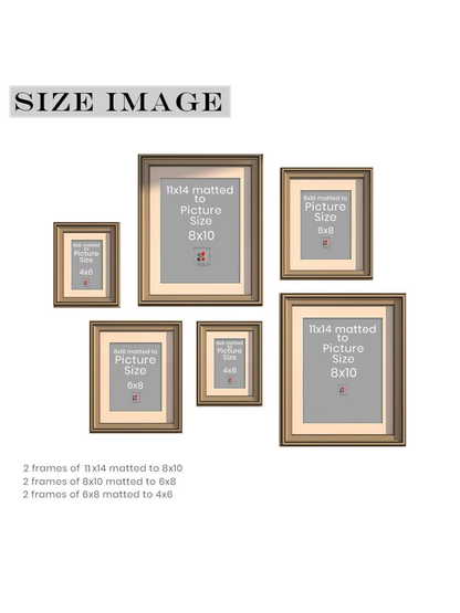 6-Pcs Grey Wooden Photo Frames