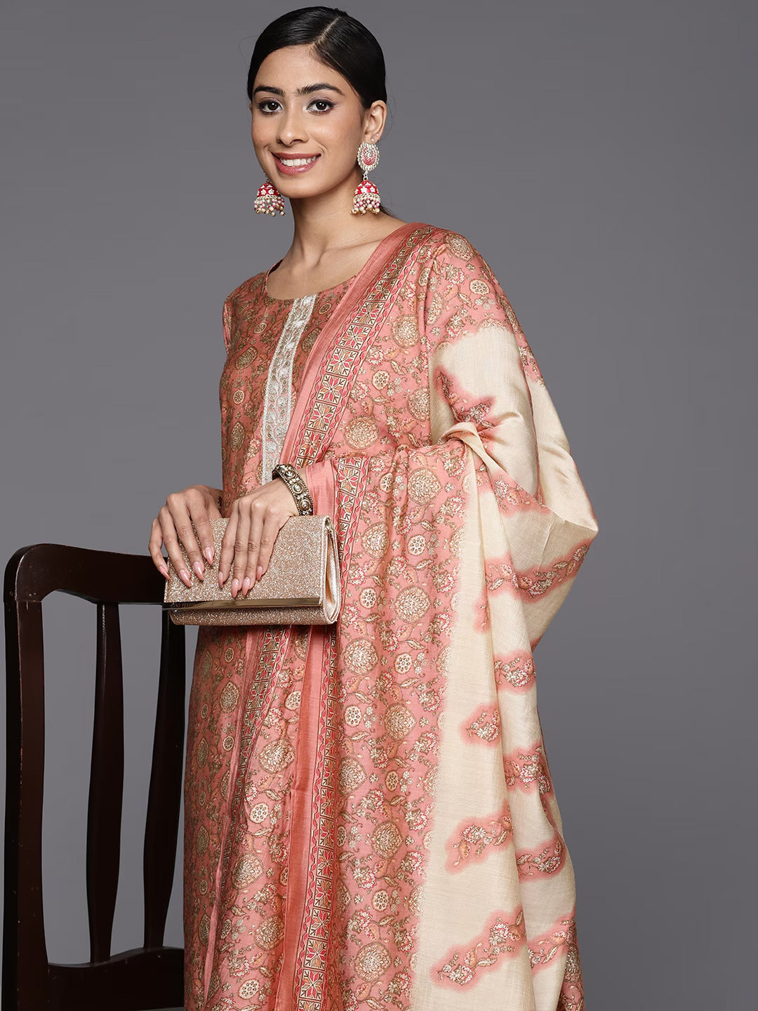 Floral Printed Regular Kurta with Trousers & With Dupatta