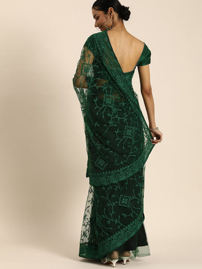 Floral Embroidered Net Saree