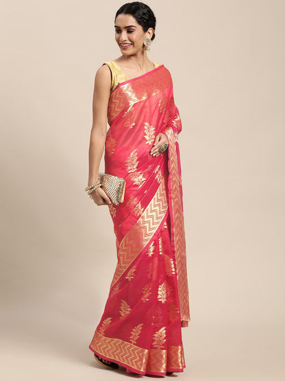 Ethnic Motifs Zari Organza Kanjeevaram Saree