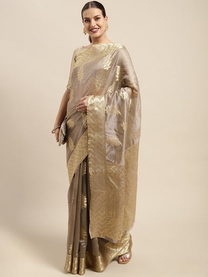 Ethnic Motifs Zari Organza Kanjeevaram Saree