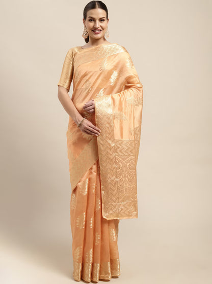 Ethnic Motifs Zari Organza Kanjeevaram Saree