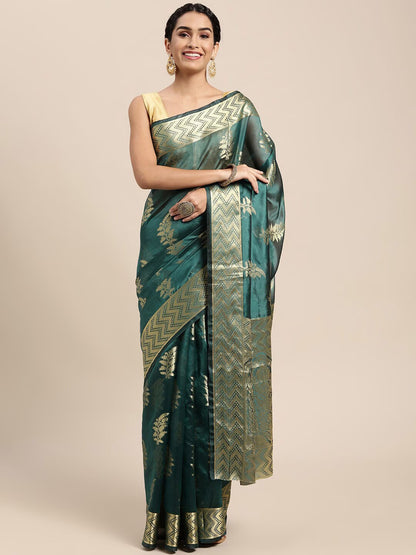 Ethnic Motifs Zari Organza Kanjeevaram Saree